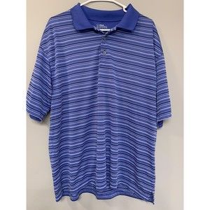 PGA Tour Men's Short Sleeve Golf Polo Shirt, Blue Stripes, XX-Large
